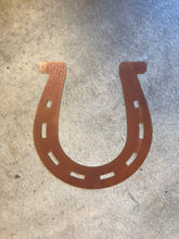 Load image into Gallery viewer, Horseshoe Sign - Farm sign - Gate sign - Rusted horseshoe - Plasma cut steel sign - Rusted wall art - Barn sign -