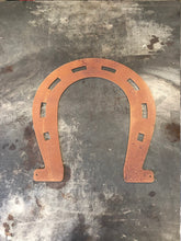 Load image into Gallery viewer, Horseshoe Sign - Farm sign - Gate sign - Rusted horseshoe - Plasma cut steel sign - Rusted wall art - Barn sign -