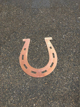 Load image into Gallery viewer, Horseshoe Sign - Farm sign - Gate sign - Rusted horseshoe - Plasma cut steel sign - Rusted wall art - Barn sign -