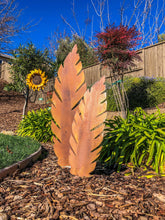 Load image into Gallery viewer, Metal Banana Leaf - Yard Art - Rusted Leaf - Leaf Yard Decor - Rust - Yard stake - Garden Stake - Leaf art - Tropical Banana Leaf