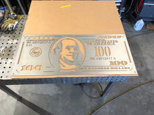 Load image into Gallery viewer, hundred dollar bill wall art-metal hundred dollar bill-brushed metal wall art-100 dollar bill- Hundred Dollar Bill-Wall Art-Steel Art
