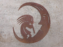 Load image into Gallery viewer, Kokopelli on the Moon Metal Rustic Sign-Steel Wall Art- Outdoor Metal Sign- Yard Art
