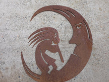 Load image into Gallery viewer, Kokopelli on the Moon Metal Rustic Sign-Steel Wall Art- Outdoor Metal Sign- Yard Art
