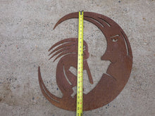 Load image into Gallery viewer, Kokopelli on the Moon Metal Rustic Sign-Steel Wall Art- Outdoor Metal Sign- Yard Art

