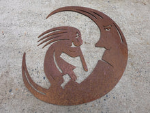Load image into Gallery viewer, Kokopelli on the Moon Metal Rustic Sign-Steel Wall Art- Outdoor Metal Sign- Yard Art
