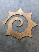 Load image into Gallery viewer, Spiral Metal Sun Wall Art - Rusted Sun - Rustic Sun - Yard Art - Sun Metal Wall Art - Outdoor/Indoor Wall Art

