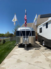 Load image into Gallery viewer, rv flag holder - airstream flag holder - hitch jack flag holder - flag holder - camper flag mount - 3 flags - aluminum flag mount
