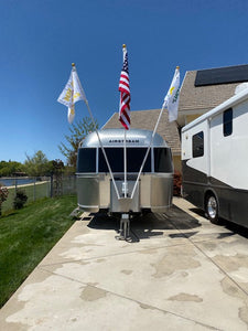 rv flag holder - airstream flag holder - hitch jack flag holder - flag holder - camper flag mount - 3 flags - aluminum flag mount