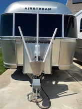 Load image into Gallery viewer, rv flag holder - airstream flag holder - hitch jack flag holder - flag holder - camper flag mount - 3 flags - aluminum flag mount
