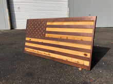 Load image into Gallery viewer, Metal American Flag Wall Art - Metal American Flag - Rusted American Flag - Metal American Flag With Wood Backing -
