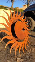 Load image into Gallery viewer, Metal Sun Wall Art - Rusted Sun - Rustic Sun - Yard Art - Sun Metal Wall Art - Outdoor/Indoor Wall Art

