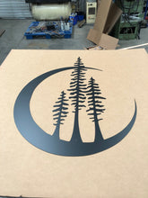 Load image into Gallery viewer, Trees In Moon 36 inch- Tree Moon - Steel wall decor - Metal Wall art - Metal Home Decor - Steel Wall Decor - Metal Sign - Metal Trees
