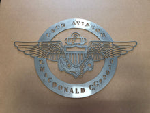 Load image into Gallery viewer, Coast Guard Metal Wall Art - Name and Coast Guard # - Metal Wall Art - USCG AVIATOR - United States Coast Guard Aviator Metal Sign
