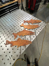 Load image into Gallery viewer, Large Fish Garden Art, Set of 4 Fish, Trout &amp; Salmon Metal Garden Decor,
