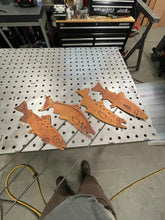 Load image into Gallery viewer, Large Fish Garden Art, Set of 4 Fish, Trout &amp; Salmon Metal Garden Decor,
